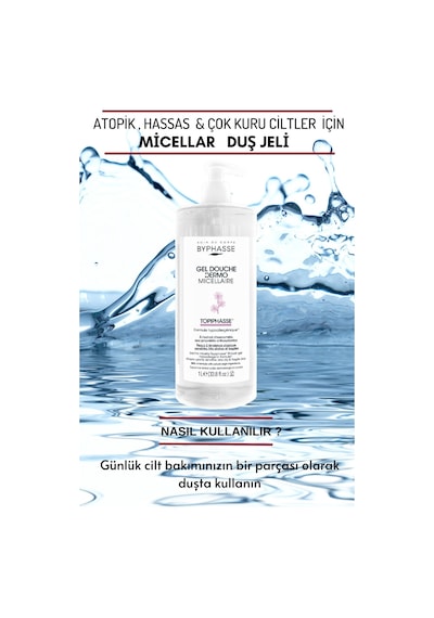 Byphasse Dermo Micellar Topiphasse Atopik Hassas Ve Çok Kuru Ciltler İçin Misel Duş Jeli 1 L