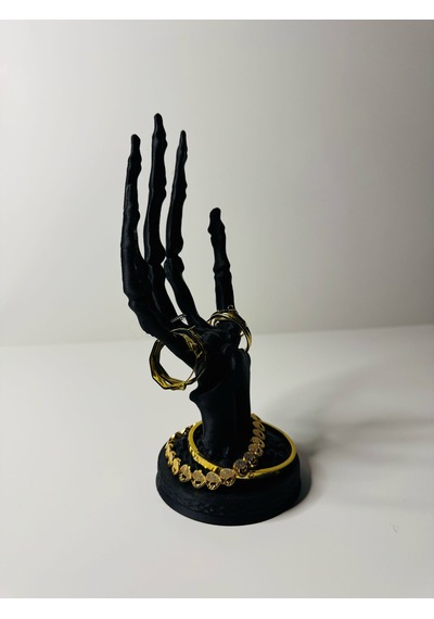 Gotik İskelet El Takı Standı Siyah Yüzük Küpe Bileklik Organizeri 20 Cm