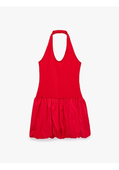 Koton Rahat Kalıp Halter Yaka Kolsuz Mini Balon Elbise Kırmızı 6sal80248ık
