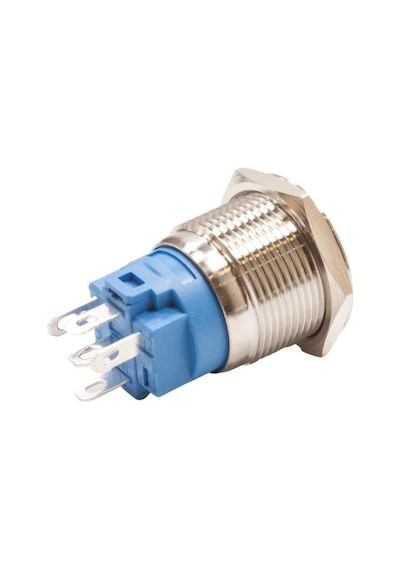19A-P1Z-Ec 19Mm Düz Anahtarlı Işıklı Power Metal Buton - Kırmızı
