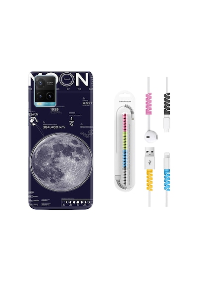 Vivo Y33S Kılıf Kablo Koruyuculu Moon Info 1424