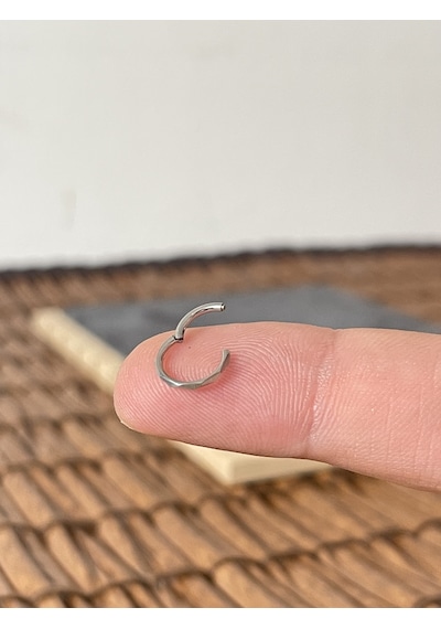 %100 Cerrahi Çelik Kesme Çelik Kilitli Halka Piercing Gümüş