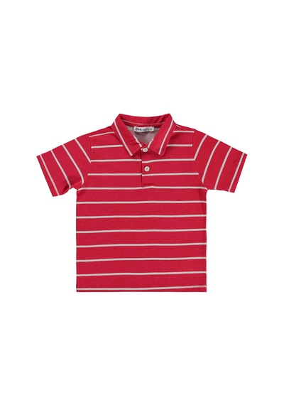 Civil Boys Çizgli Polo Yaka 2-5 Yaş Tişört - Kırmızı Nar