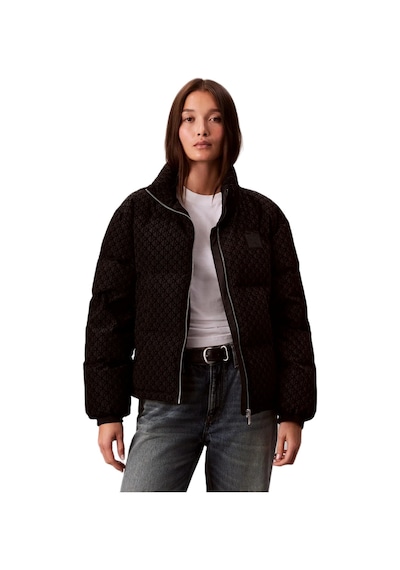 Calvin Klein Lv044e516g Aop Mid Weight Down Puffer Kadın Mont Siyah