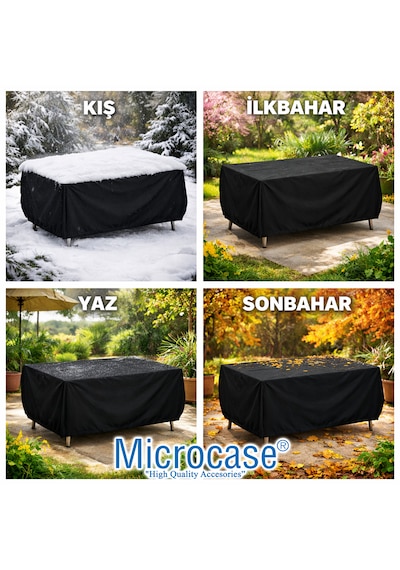 Microcase Su Geçirmez 4 Mevsim Kullanım Bahçe Mobilyası Masa Kılıfı Brandası 75x80x180 Cm Al5544