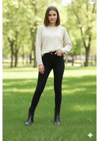 Nude Kadın Şık Sade Sıyah Bot 091 Sıyah