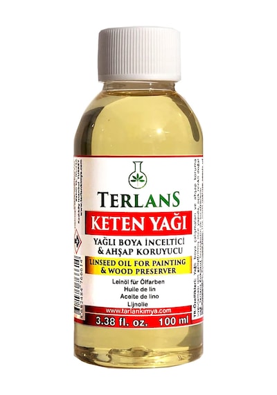 Terlans Yağlı Boya Seti Yardımcı Malzemeler 3x100ml Boya Fırça Temizleyici - Kokusuz Terebentin - Keten Yağı