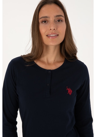 U.S. Polo Assn. Kadın Lacivert Yılbaşı Temalı Pijama Takımı 50318894-VR033