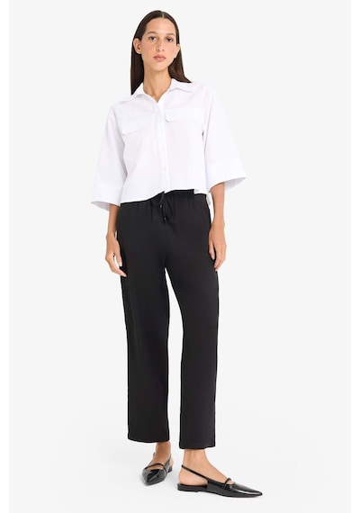 Defacto Oversize Geniş Kalıp Cepli Oxford Kısa Kollu Gömlek F5593ax25smwt32 Beyaz