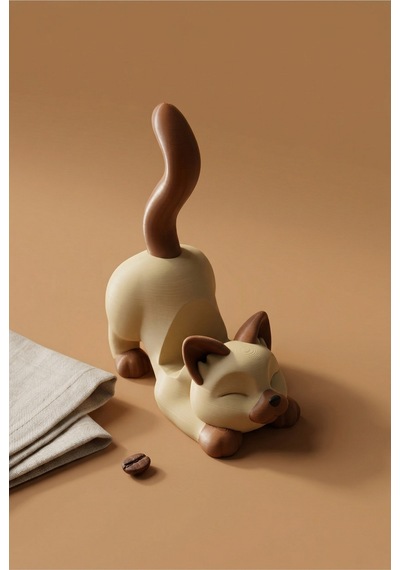 Kedi Figürlü Telefon Tutucu Stand - 3d Baskı Ofis Masaüstü Aksesuarı Ve Biblo