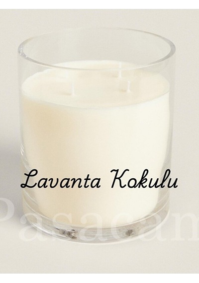 El İşçiliği Cam Vazo İçerisinde El İşçiliği Mum Lavanta Kokulu 19cm X 20cm Dev Boy Bej
