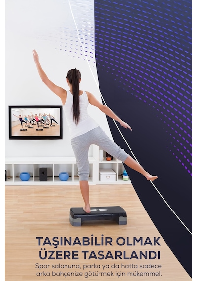 Çok Amaçlı Step Tahtası Kaymaz Yüzeyli Fitness Egzersiz Aleti Yükseltme Aparatlı Siyah