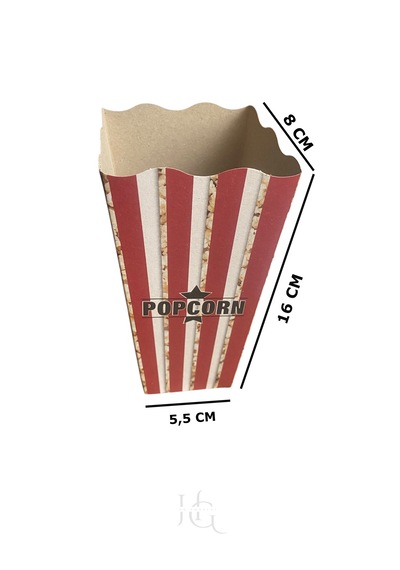 Hg Ambalaj 15 Adet Popcorn Kutusu, Patlamış Mısır Kutusu , 16cm X 8cm X 5,5cm Küçük Boy