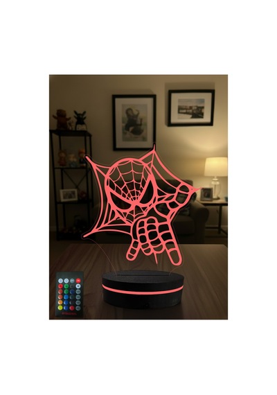 3d Örümcek Adam Led Gece Lambası Rgb Kumandalı Dekoratif Masa Lambası Çok Renkli