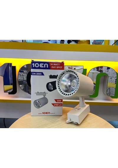 1 Metre Raylı 3 Adet 30w Led Beyaz Kasa Günışığı Ray Spot Led Vitrin Mağaza Armatürü