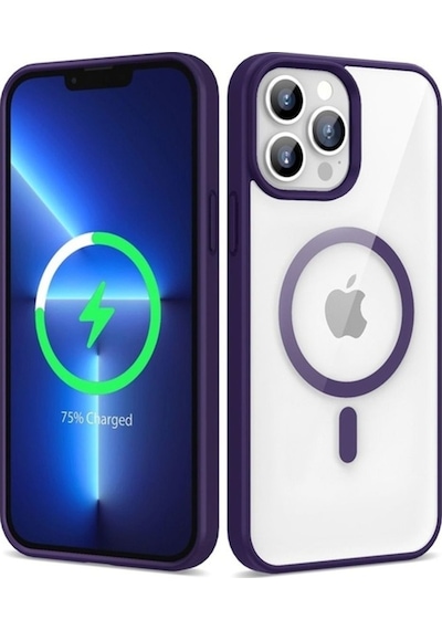 Apple Uyumlu iPhone 13 Pro Kılıf M-safe Wireless Şarj Özellikli Silikon Zore Ege Kapak Derin Mor