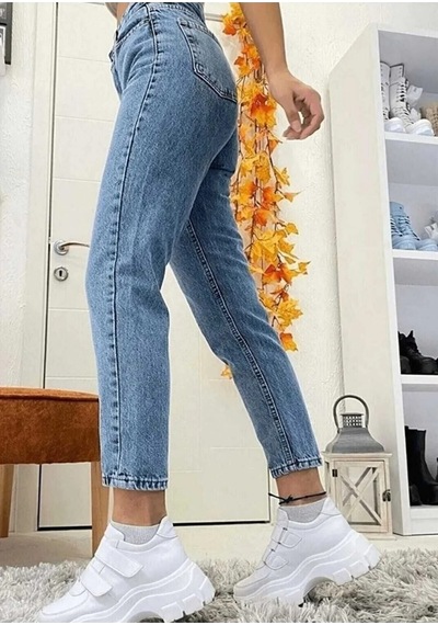 Woddi Joyn Mom Jean Mavi Kar Mom Likralı Kot Pantolon-3 Taş1