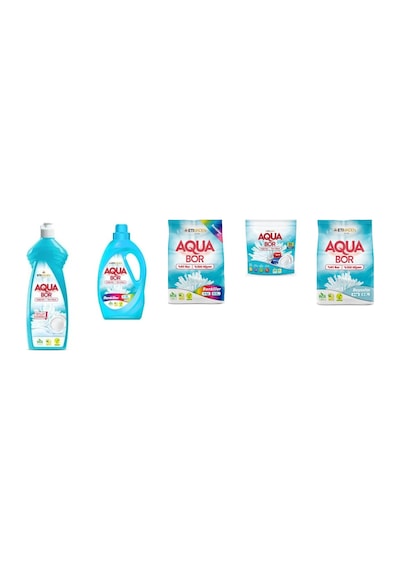 Aquabor Doğal Mineralli Elde Bulaşık + Sıvı Renkliler + 4 Kg Renkliler + Tablet + 4 Kg Beyaz 5 Li Set