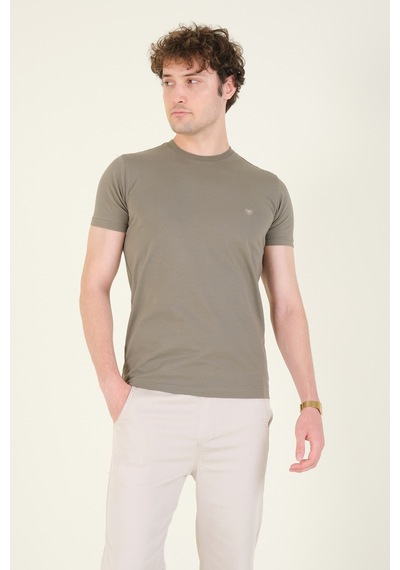 Giyim Dünyası Erkek Sıfır Yaka Basic T-shirt Haki 001