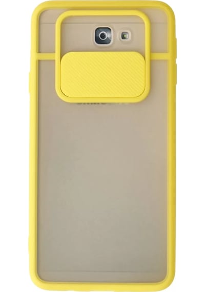 Newface  Samsung  Uyumlu Galaxy J7 Prime Kılıf Palm Buzlu Kamera Sürgülü Silikon - Sarı