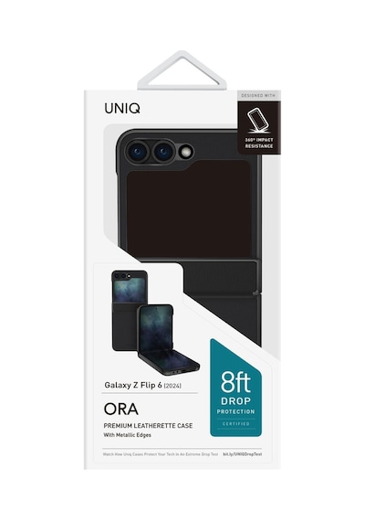 Samsung Galaxy Uyumlu Z Flip 6 Kılıf Ora Serisi Katlanabilir Deri Görünümlü Metal Çerçeve Kapak Black Samsung Galaxy Uyumlu Z Flip 6 Kılıf Ora Serisi Katlanabilir Deri Görünümlü Metal Çerçeve Kapak Black