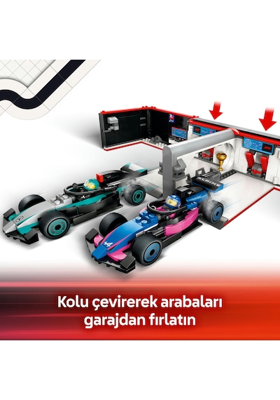 LEGO® City F1® Garajı ve Mercedes-AMG ve Alpine Arabaları 60444 -7 Yaş ve Üzeri Çocuklar için Yarış Arabası İçeren Oyuncak Yapım Seti(678P)
