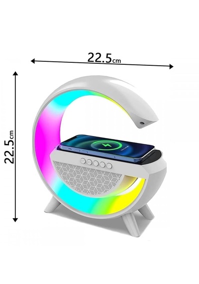 Wireless Kablosuz Şarj Destekli Radyolu Rainbow Aydınlatmalı Bluetooth Hoparlör Fm Radyo