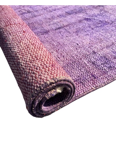 El Dokuma Mor Eskitme Halı 103x137 Vintage %100 Yün Halı Mor