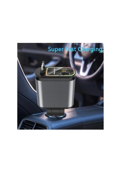 Jenerik 4 Ü 1 Arada Çift Usb Bağlantı Çakmaklık, Type-c Hızlı Şarjlı 66w,geri Çekilebilir Araç Telef