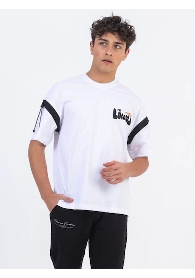 Zekids Erkek Çocuk Pamuklu Oversize Basic Tshirt-11868-beyaz Beyaz