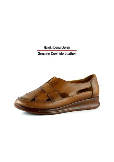 Erkan Saçmacı Aida Taba Hakiki Deri Kesik Detaylı Lastikli Slip-on Günlük Ayakkabı