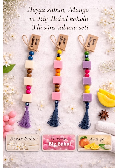 Mask El Yapımı Beyaz Sabun + Big Babol + Mango Kokulu Şans Sabunu 3'lü