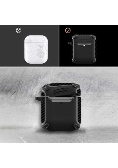 Apple Uyumlu AirPods 1. / 2. Nesil Kılıf Karbonfiber Tpu Silikon Kılıf 26 001