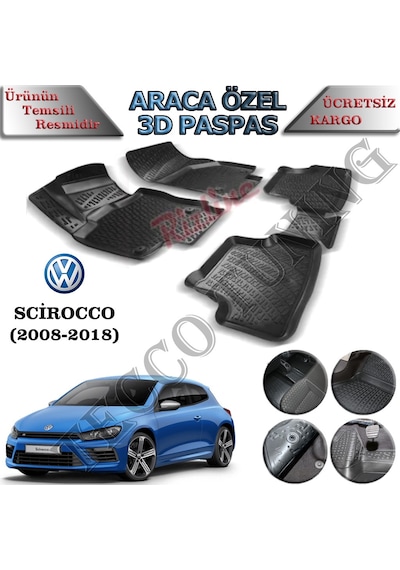 Rizline Volkswagen Scirocco 3D Havuzlu  Paspas