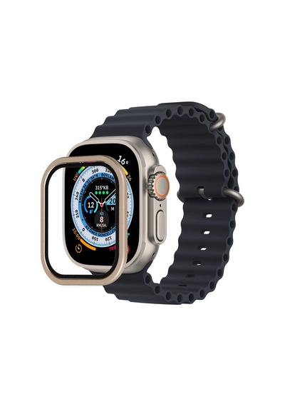 Watch Ultra 49mm Alüminyum Kasa Cam Ekran Koruyucu - Gold - 100