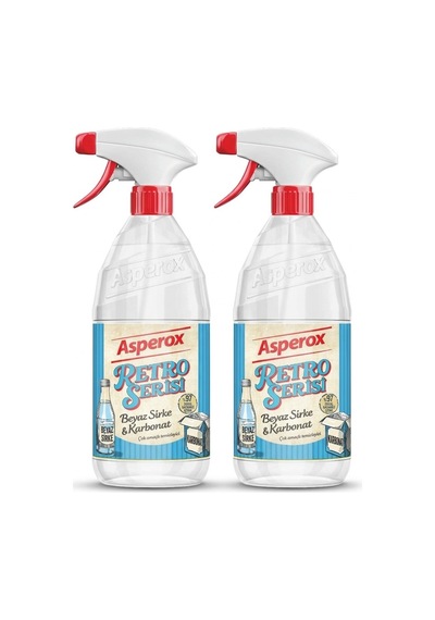 Asperox Retro Serisi Beyaz Sirke & Karbonat Çok Amaçlı Yüzey Temizleyici Sprey 1 L X 2 Adet 2'li Set