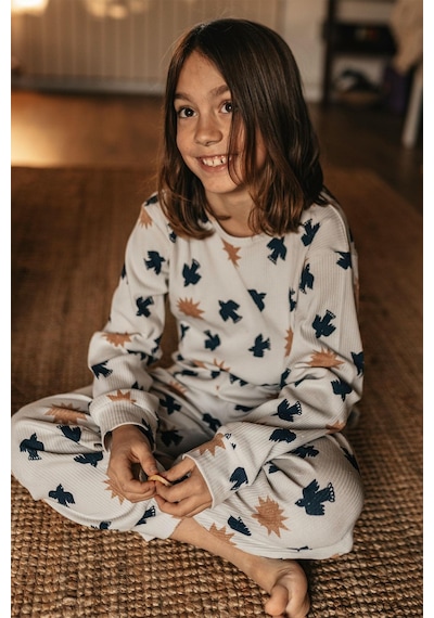 Antebies Organik Gots Sertifikalı Kuş & Güneş Desenli, Uzun Kollu Erkek Çocuk Pijama Takımı Gri Antebies Organik Gots Sertifikalı Kuş & Güneş Desenli, Uzun Kollu Erkek Çocuk Pijama Takımı Gri