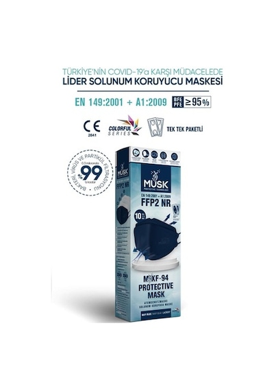 Musk Kf94 Kore Tipi Ffp2 Maske Lacivert Renk 10 Adet