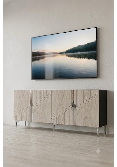 Ka1528ats Evva Konsol Ve Tv Sehpası Antrasit-traverten-silver 150cm Ka1528ats Evva Konsol Ve Tv Sehpası Antrasit-traverten-silver 150cm