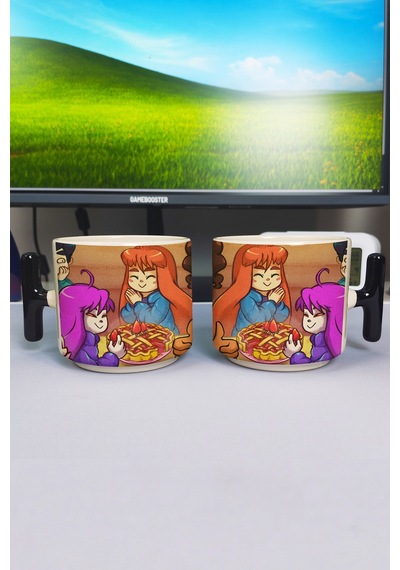 Celeste Baskılı Seramik Lüks Kupa 1 Adet T Şeklinde Özel Siyah Kulp Dalga Kulp V3t Çok Renkli