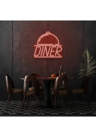 Restoranlara Özel Diner Yazılı Ve Şekilli Neon Tabela Kırmızı