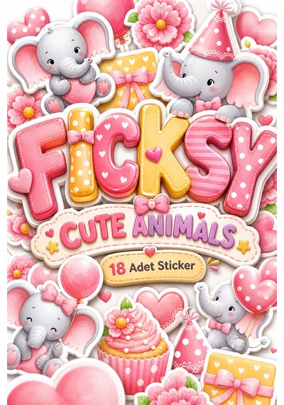 Sevimli Fil Doğum Günü Temalı Sticker Seti - 18 Adet Etiket Çıkartma Diğer