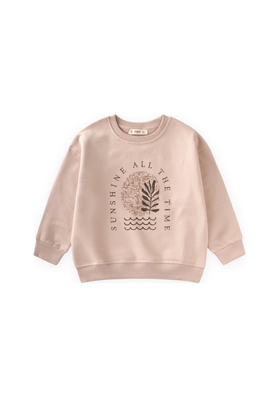 Cigit Dağ Baskılı Sweatshirt 3-9 Yaş Bej