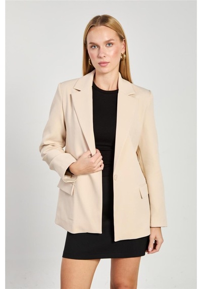 Barrels And Oıl Kadın Tek Düğmeli Blazer Ceket - Çakıl Taşı Çakıl Taşı