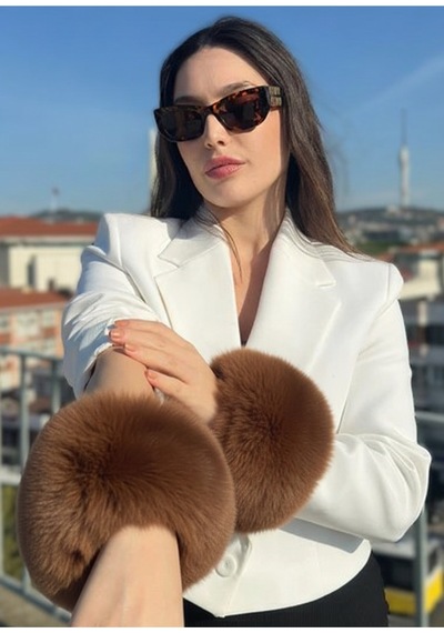 Mollycrush Kadın Vizon Kürk Kol Manşeti Kışlık Trend Aksesuar Vizon