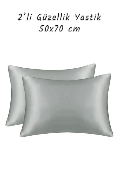 Güzellik Yastığı %100 Ipek Saten 2 Adet Luxury Yastık Kılıfı Silv