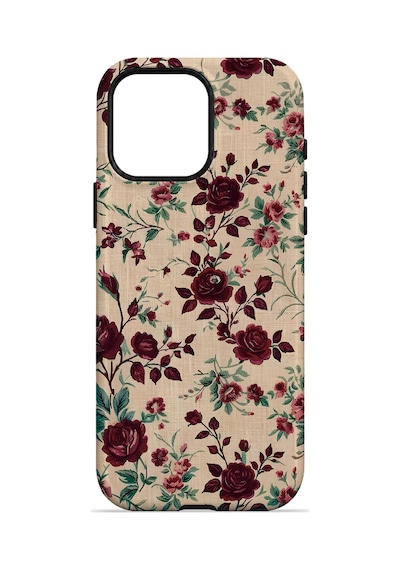 Velvoria Valestra Bordo Botanik Apple iPhone Uyumlu 15 Pro Darbe Korumalı Kılıf Valestra Select - Bordo Botanik