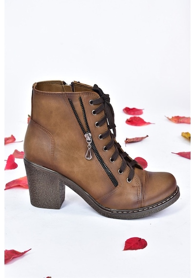 Fox Shoes Vizon Kalın Topuklu Kadın Bot C674150209