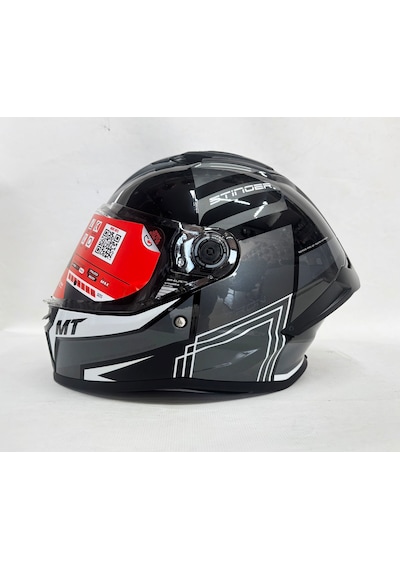 Mt Stinger 2 Tron B12 Şefaf Vizörlü V-28B Kask Siyah Parlak Renk
