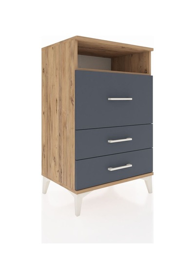 Hyperion Komodin Tek Raflı 3 Çekmeceli 60x44x96 Çam-antrasit Atlas Çam